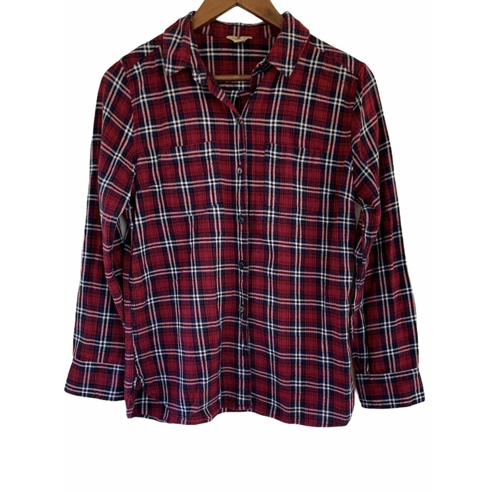 Women’s Woolrich Medium Long Sleeve Plaid Button Up 100% Cotton Academia Cowgirl